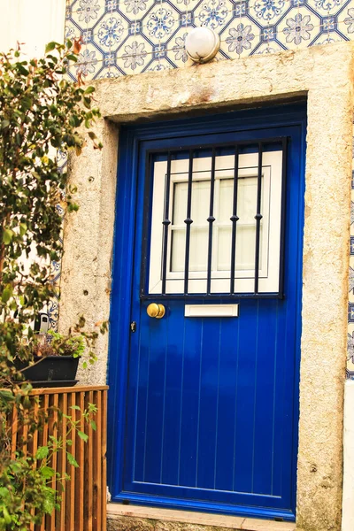 Старая Красочная Деревянная Дверь Железными Деталями Лиссабоне Португалия — стоковое фото