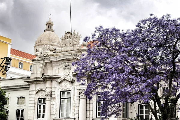 Majestosas Fachadas Cidade Lisboa Panteão Nacional Fundo Num Dia Nublado — Fotografia de Stock