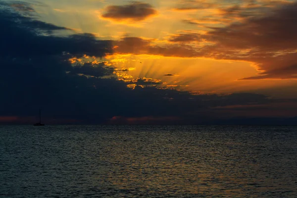 Hermosa Puesta Sol Playa Cabo Gata Almería España — Foto de Stock