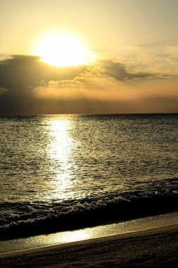 Cabo de Gata 'da güzel bir gün batımı, Almerya, İspanya
