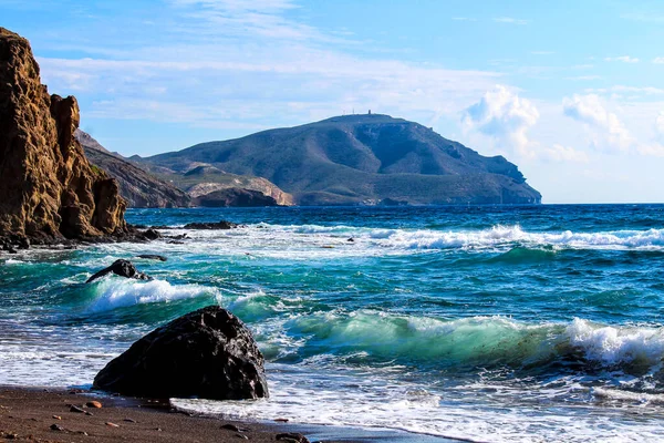 Hermosa Salvaje Playa Rocosa Cabo Gata Almería España — Foto de Stock