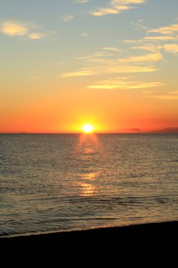 Cabo de Gata 'da güzel bir gün batımı, Almerya, İspanya