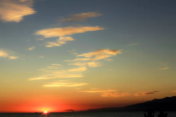 Hermosa Puesta Sol Playa Cabo Gata Almería España — Foto de Stock