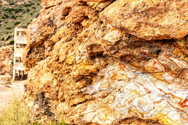 Rodalquilar Almerya Spanya Daki Bir Dağın Renkli Taş Dokuları Mineralleri — Stok fotoğraf