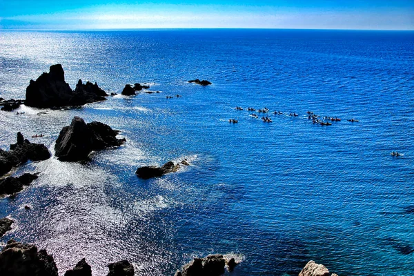 Riff Der Sirenen Cabo Gata Almeria Spanien Einem Sonnigen Sommertag — Stockfoto