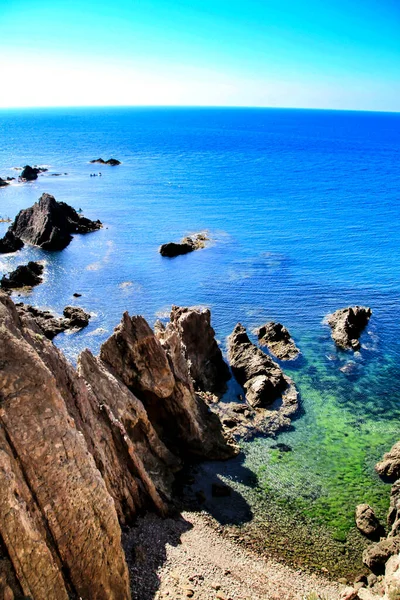 Recife Das Sereias Cabo Gata Almeria Espanha Dia Ensolarado Verão — Fotografia de Stock