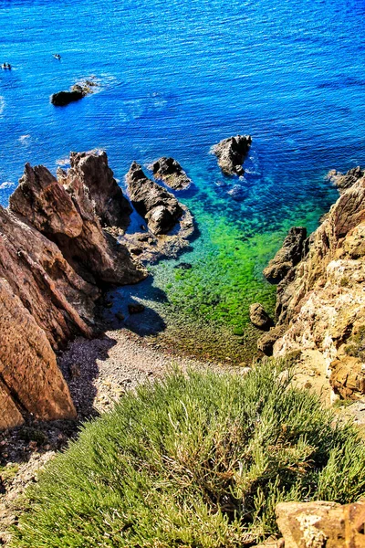 Recife Das Sereias Cabo Gata Almeria Espanha Dia Ensolarado Verão — Fotografia de Stock