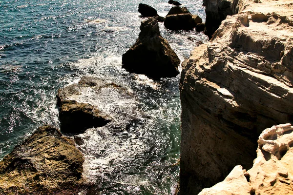 Klif Van Gefossiliseerde Duinen Los Escullos Strand Cabo Gata Almeria — Stockfoto