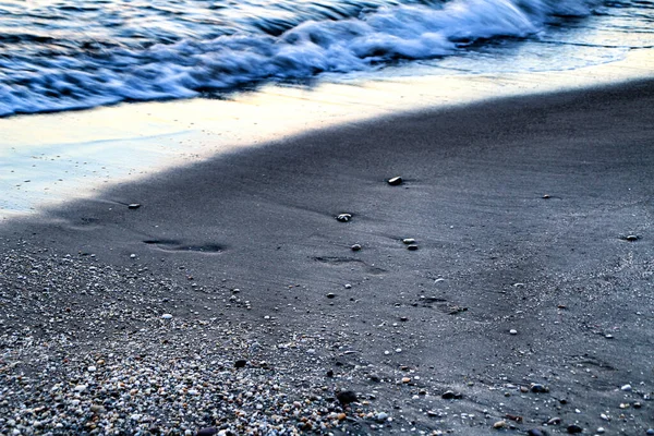 Golven Licht Zand Textuur Het Strand Avond Cabo Gata Almeria — Stockfoto