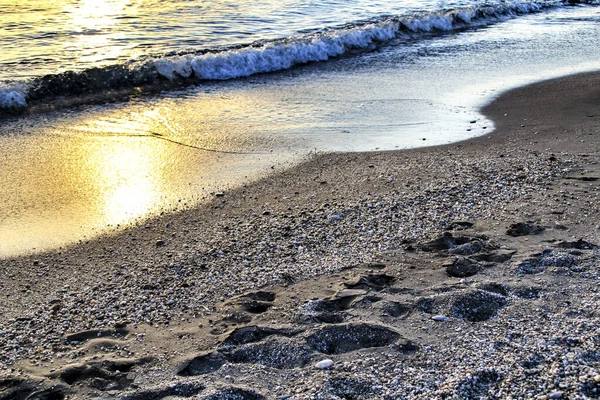 Tramonto Sulla Spiaggia Cabo Gata Almeria Spagna — Foto Stock