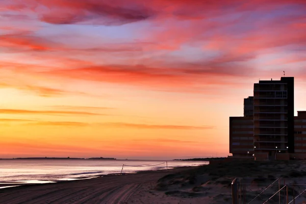 Beau Lever Soleil Sur Plage Aux Couleurs Rose Orange Arenales — Photo