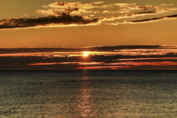 Mooie Zonsopgang Het Strand Met Roze Oranje Kleuren Arenales Del — Stockfoto