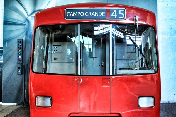 Reproductie Van Rode Metrocabine Lissabon Portugal — Stockfoto