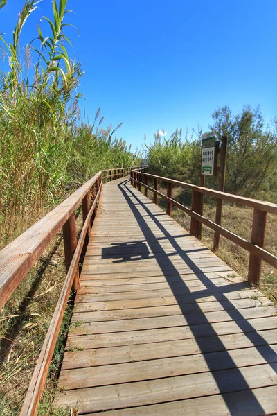 Wooden Walkway Arenales Del Sol Beach Beautiful Morning Alicante Southern — Stock Photo, Image