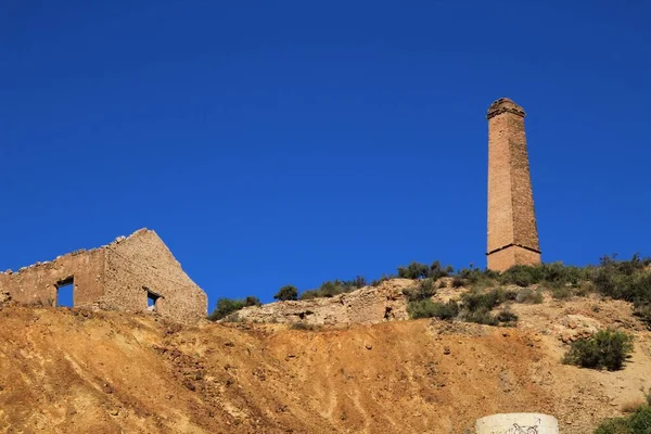 Sedimenty Skalní Útvary Minerální Pruhy Starém Opuštěném Lomu Mazarronu Murcia — Stock fotografie