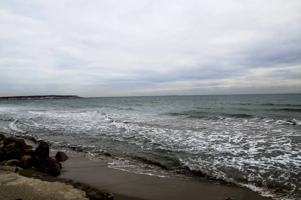 Облачный День Пляже Зимой Марина Аликанте — стоковое фото