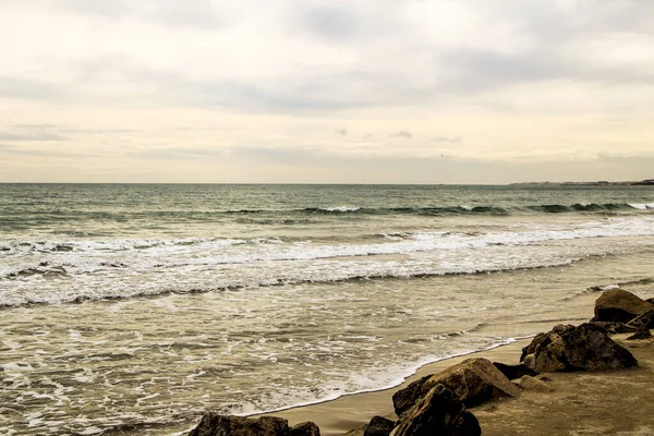 Облачный День Пляже Зимой Марина Аликанте — стоковое фото