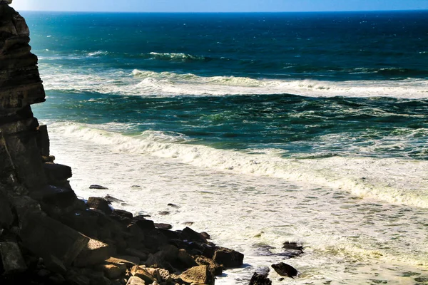 Belo Mar Corajoso Falésias Costa Das Azenhas Mar Portugal Primavera — Fotografia de Stock