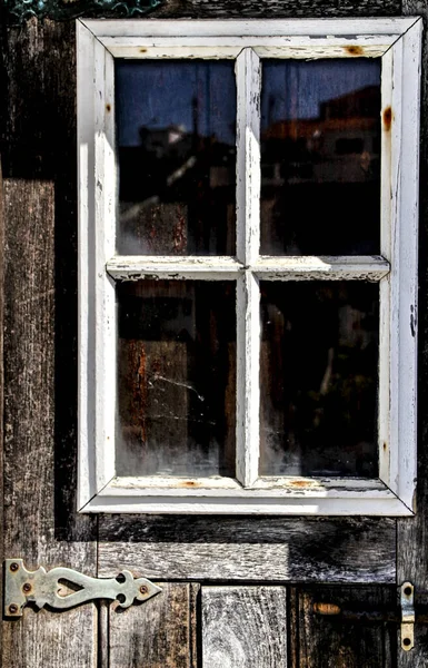 Porte Bois Ancienne Colorée Avec Détails Fer Lisbonne Portugal — Photo