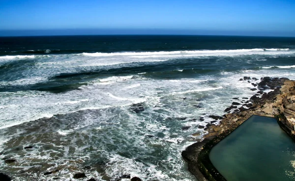 Belle Mer Courageuse Côte Azenhas Mar Piscine Naturelle Portugal — Photo