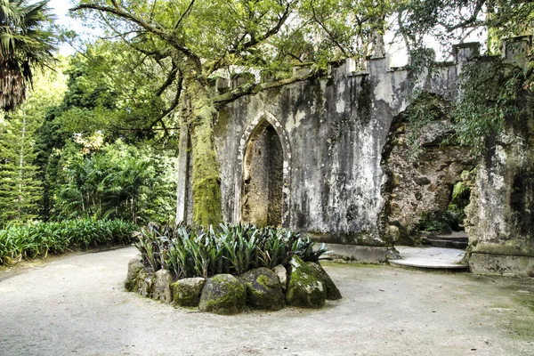 Antiche Rovine Pietra Convento Nel Bellissimo Giardino Verde Monserrate Sintra — Foto Stock