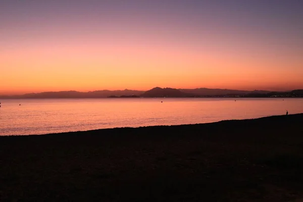 Vacker Solnedgång Stranden Byn Azohia Cartagena Murcia Spanien — Stockfoto