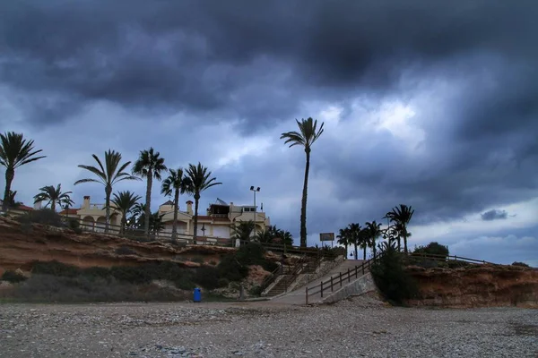 Vacker Solnedgång Stranden Isla Plana Cartagena Murcia Spanien — Stockfoto