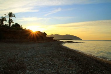 Ada Plana, Cartagena, Murcia, İspanya 'da Güzel Gün Doğumu.