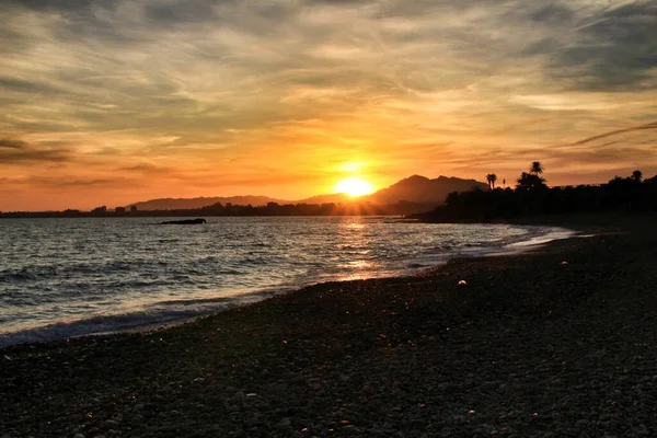 Beautiful Sunset Mojon Beach Isla Plana Cartagena Murcia Spain — Stock Photo, Image