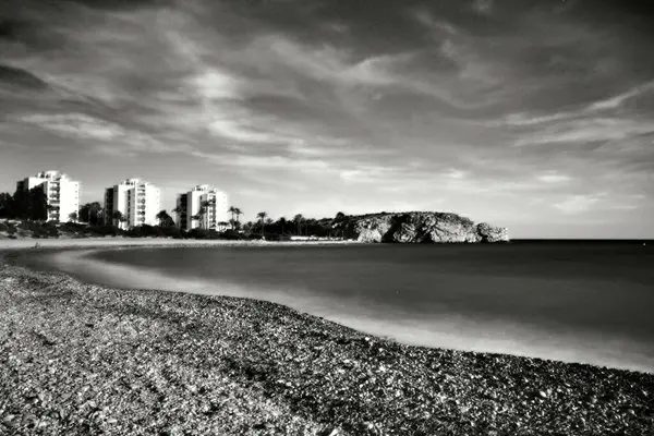 Hermosa Playa Mojon Isla Plana Cartagena Murcia España Edificios Fondo — Foto de Stock