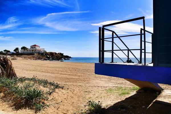 Hermosa Playa Bahía Mazarron Murcia España Isla Fondo —  Fotos de Stock