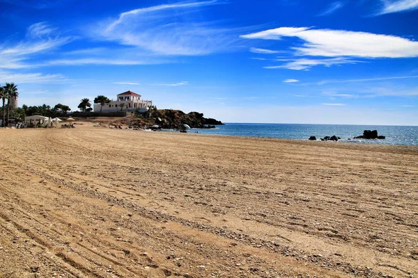 Mazarron Murcia Spanya Daki Güzel Bahia Plajı Arkaplanda Ada — Stok fotoğraf