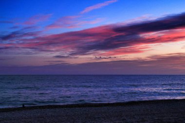 Ada Plana, Cartagena, Murcia, İspanya 'da Güzel Gün Batımı.