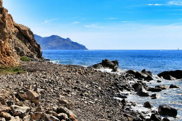 Mooi Wild Rotsachtig Strand Mazarron Murcia Spanje — Stockfoto