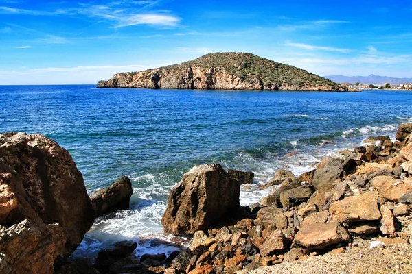 Όμορφη Και Άγρια Παραλία Rocky Στο Mazarron Murcia Ισπανία Νησί — Φωτογραφία Αρχείου