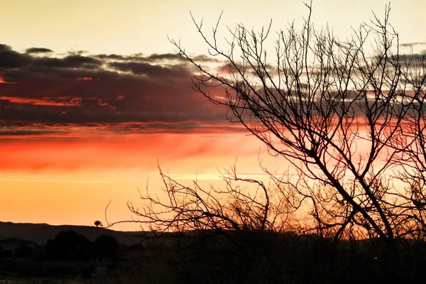 Wolken Und Schöner Himmel Bei Sonnenuntergang Alicante Frühling — Stockfoto