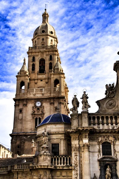 Kule Çanı Yontulmuş Taş Detaylar Murcia Katedrali Nin Ana Cephesinin — Stok fotoğraf