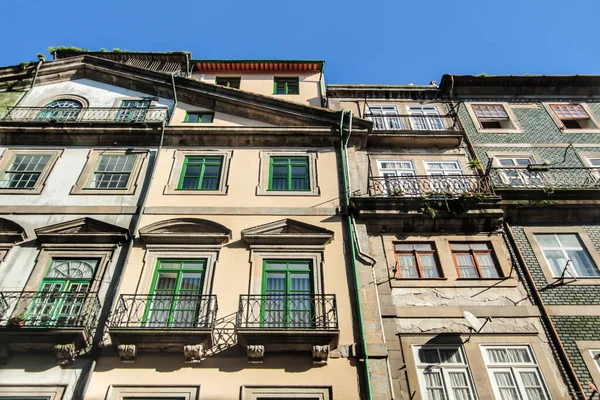 Belles Vieilles Façades Carrelées Colorées Dans Ville Porto Janvier — Photo