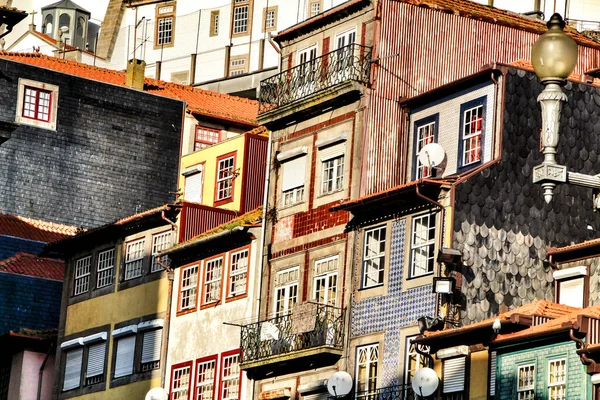 Piękne Stare Kolorowe Fasady Kafelków Porto Miasta Styczniu — Zdjęcie stockowe
