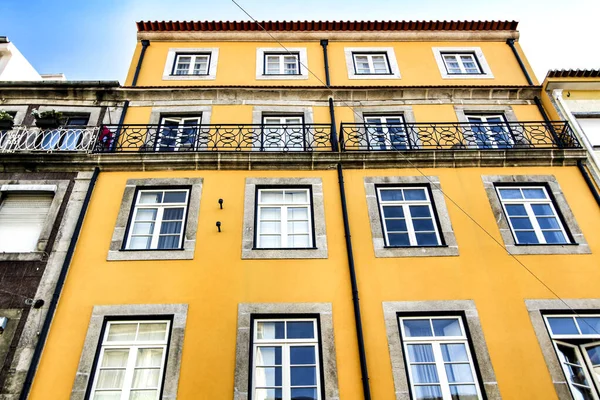 Belles Vieilles Façades Carrelées Colorées Dans Ville Porto Janvier — Photo