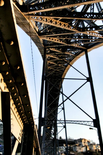 Porto Portogallo Gennaio 2020 Struttura Del Bellissimo Colossale Ponte Ferro — Foto Stock