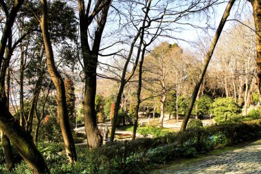 Oporto, Portekiz - 6 Ocak 2020: Oporto, Portekiz 'deki güzel ve Idyllic Kristal Saray Bahçeleri