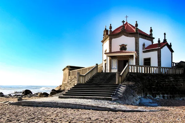 Bela Capela Mar Chamada Senhor Pedra Praia Miramar Sul Porto — Fotografia de Stock