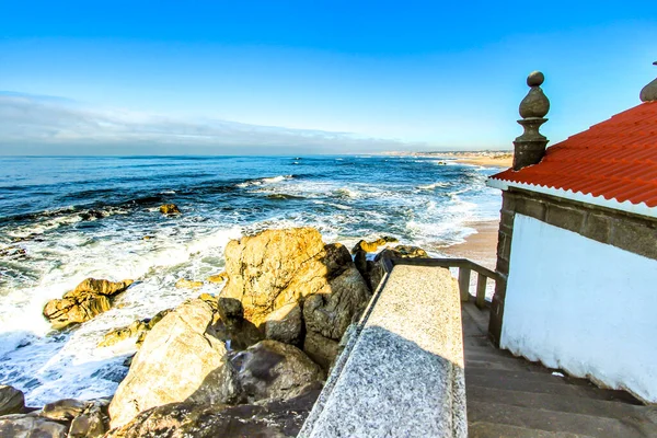 Hermosas Vistas Mar Desde Capilla Senhor Pedra Playa Miramar Portugal — Foto de Stock