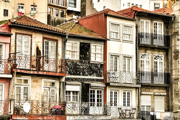 Schöne Und Alte Bunt Gekachelte Fassaden Der Stadt Porto Januar — Stockfoto