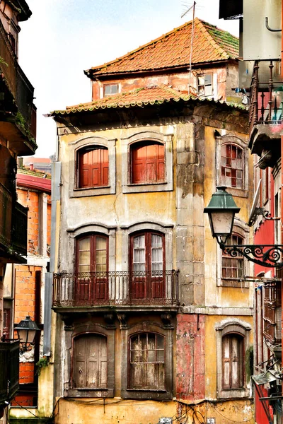 Hermosas Antiguas Fachadas Azulejos Colores Ciudad Oporto Enero — Foto de Stock