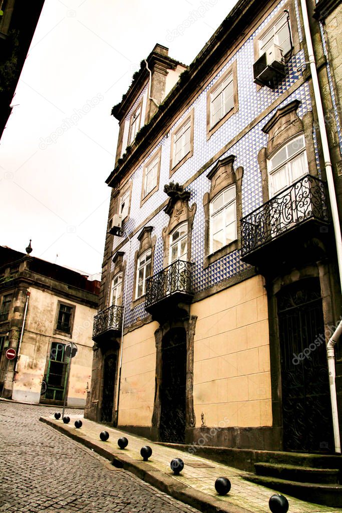 Old colorful vintage houses and beautiful streets of Oporto, Portugal in Spring.