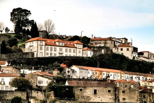 Fachadas Antigas Adegas Restaurantes Vinho Porto Vila Nova Gaia Porto — Fotografia de Stock