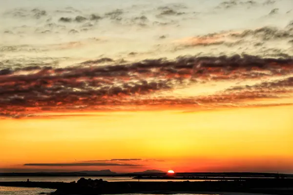 Pôr Sol Praia Santa Pola Alicante Espanha — Fotografia de Stock