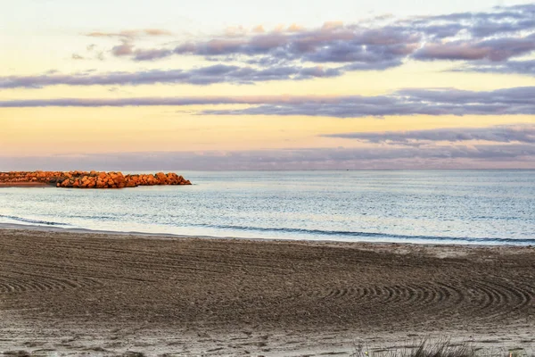 Tramonto Sulla Spiaggia Santa Pola Alicante Spagna — Foto Stock